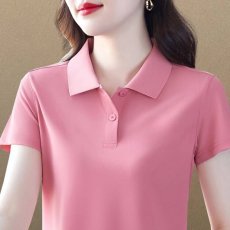 批发<b class='q'>中老年</b>妈妈夏装女t恤短袖高档Polo衫休闲大码纯色有领打底上衣女
