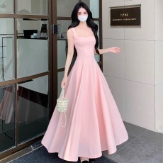 批发实拍法式气质夏季新款收腰显廋高级感氛围大摆吊带大码<b class='q'>连衣裙</b>