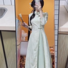 批发新中式国风元素连衣裙女春<b class='q'>秋</b>季新款改良旗袍裙子汉服长裙子连衣裙
