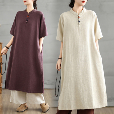 批发禅修服<b class='q'>女套装</b>佛系禅意女装居士服中式棉麻袍子长款修行禅服女夏季