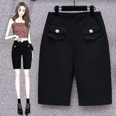 批发实拍2026夏季新款大码宽松阔腿裤胖MM简约休闲高腰显瘦五分裤