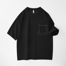 批发实拍2025夏季新款潮牌短袖t恤男百搭弹力舒适简约贴袋韩版圆领T恤