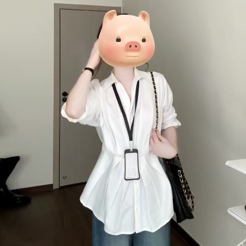 고급 센스 프랑스어 화이트 여성 셔츠 2025 새로운 봄과 가을 셔츠 디자인 센스 틈새 시장 기질 긴 소매 맨위