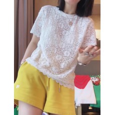 批发2026夏季新款设计感法式镂空蕾丝短袖上衣高腰短裤时尚<b class='q'>休闲</b><b class='q'>套装</b>女