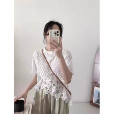 批发实拍大码韩版镂空针织吊带背心女夏季新款<b class='q'>设计</b>感宽松外穿短款上衣