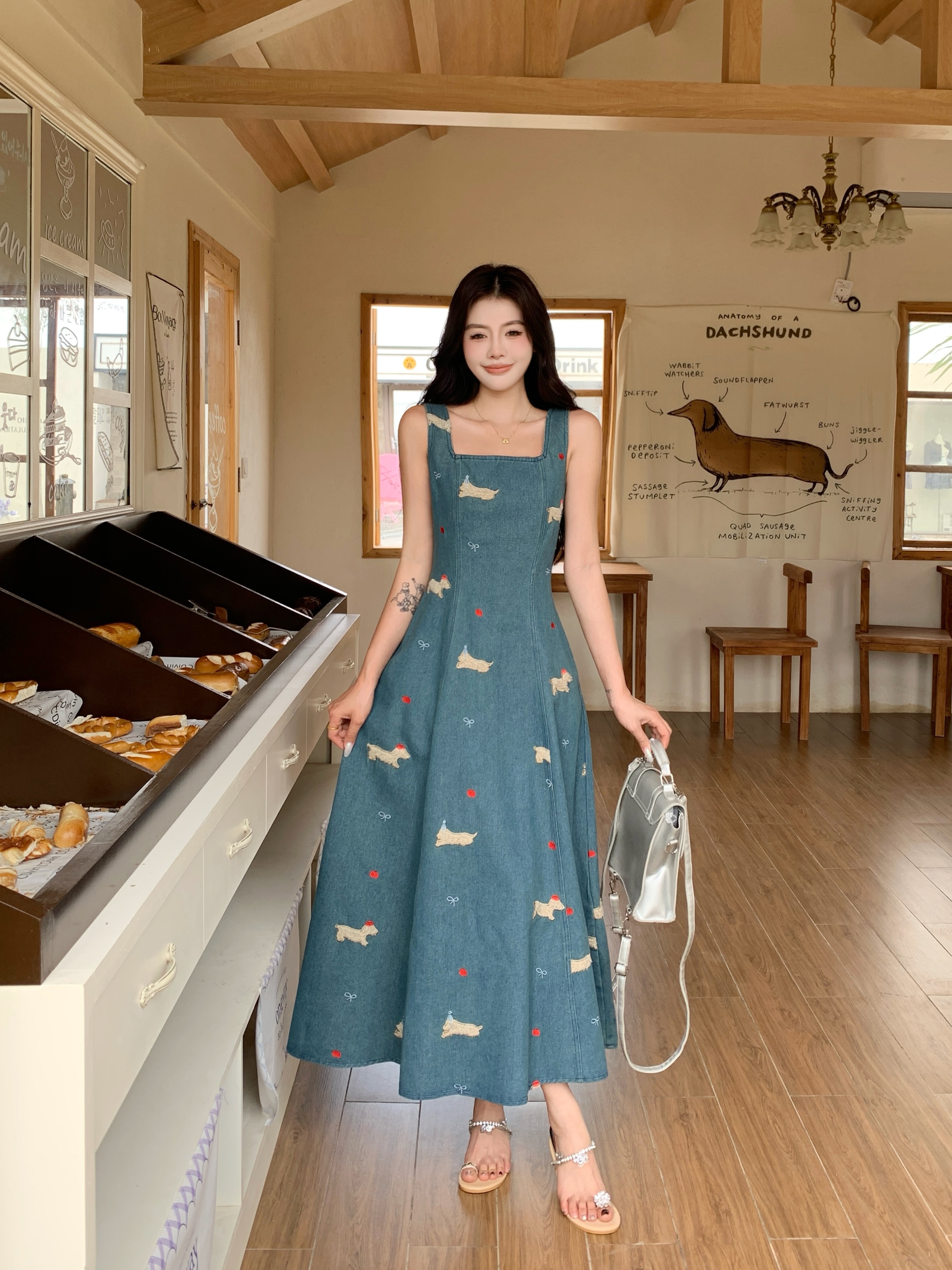 大码背心吊带牛仔连衣裙夏季气质长裙复古法式裙 服裝批發女裝批發服飾貨源