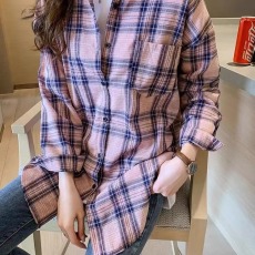 批发<b class='q'>品牌</b>折扣女装专柜撤柜<b class='q'>尾</b><b class='q'>货</b>韩版气质长袖格子衬衫宽松设计感薄上衣