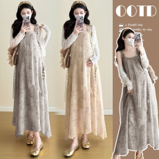 批发实拍现~2026早春新品孕妇装气质超仙韩版孕妇连衣裙两件套装