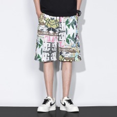 批发涂鸦短裤男夏季薄款冰丝沙滩裤大码花裤子潮牌运动<b class='q'>嘻哈</b>篮球五分裤