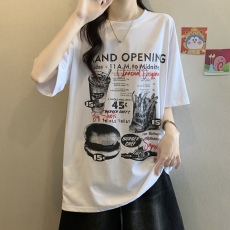 批发美式复古设计感短袖T恤大码女装潮流高街宽松慵懒风夏季纯棉上衣