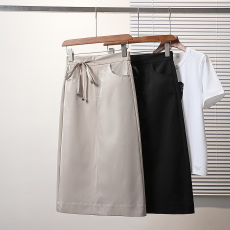 批发实拍夏新款大码松紧腰宽松中长款薄款A字半身裙胖MM休闲时装裙