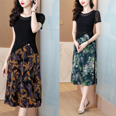 批发实拍 2026夏季新款大码短袖<b class='q'>连衣裙</b>真两件套叠穿时尚洋气外穿