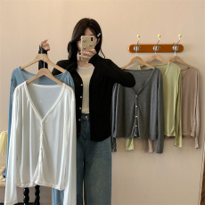 批发实拍 新款温柔风夏季防晒开衫薄款外搭慵懒风针织上衣空调衫