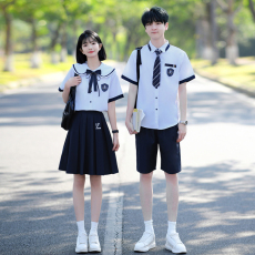 批发大量有货 实拍情侣装<b class='q'>衬衫</b>毕业服学生班服套装jk制服女72 男60