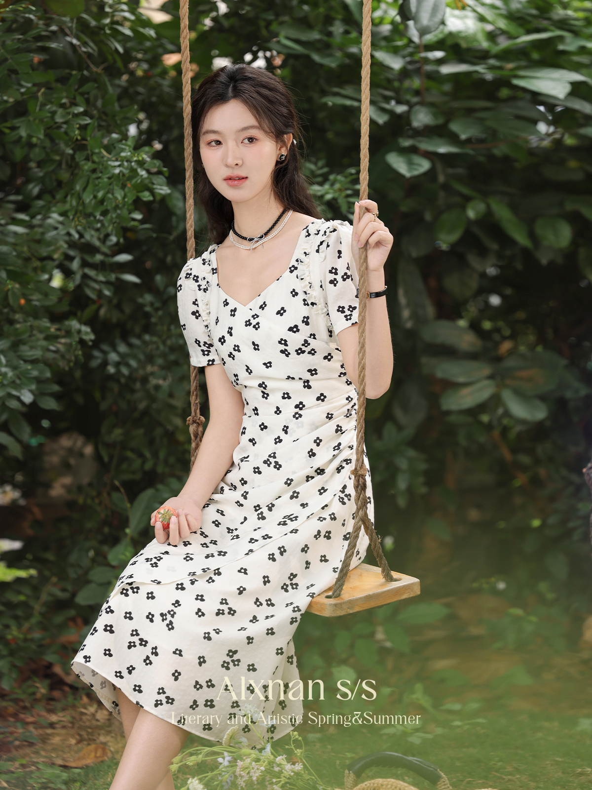 RY2318# 气质香氛 法式气质碎花连衣裙2026夏季新款温柔复古裙子