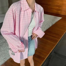 批发韩版春格子宽松衬衫宽松大码休闲时尚衬衣长袖原宿风防晒衣<b class='q'>外套</b>女