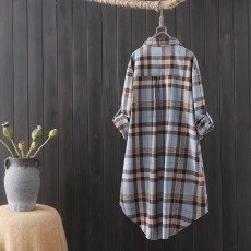 批发<b class='q'>品牌</b>折扣女装专柜撤柜<b class='q'>尾</b><b class='q'>货</b>中长款格子衬衫衬衣韩版长袖宽松薄上衣