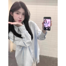 批发实价有货法式度假风女秋季蓝色polo领<b class='q'>衬衫</b>蕾丝鱼尾半身裙两件套夏