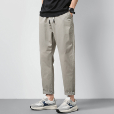 批发实拍2025夏季薄款冰丝裤男垂感九分休闲裤修身直筒速干小脚运动裤