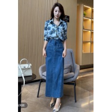 批发刘亦菲款后背俏皮立体蝴蝶结设计感直筒线半身裙女