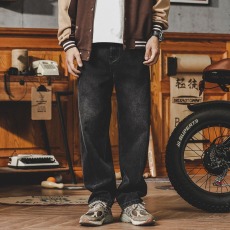 批发水洗宽松直筒牛仔裤男秋冬季长裤
