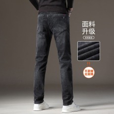 批发2025新款春秋牛仔裤男直筒修身弹力休闲潮牌男裤子厚款
