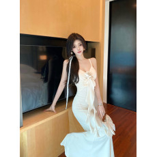 批发实拍纯欲辣妹性感紧身包臀海边度假仙女<b class='q'>吊带</b>长款<b class='q'>连衣裙</b>