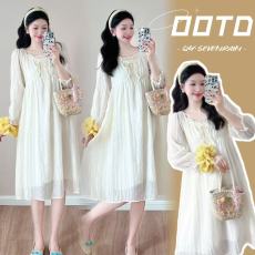 批发实拍~大货早秋新款高级感法式<b class='q'>连衣裙</b>孕妇