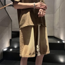 批发高端美式复古蓝色牛仔裤男秋季新款宽松直筒冰感阔腿休闲长裤子男