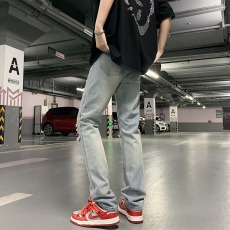 批发破洞牛仔裤男士春秋冬季新款美式复古潮牌高街宽松直筒休闲长裤子