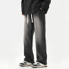 批发直筒牛仔裤男2025新款潮牌阔腿美式高街春秋季复古青少年休闲裤子