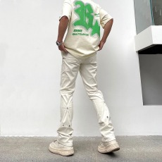 批发美式vibe<b class='q'>风</b>纽扣微喇叭裤子男潮牌高街宽松显瘦直筒工装休闲牛仔裤