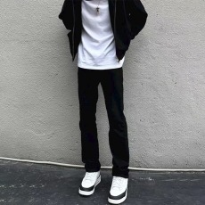 批发美式高街cleanfit简约黑色弹力显瘦牛仔裤修身直筒百搭休闲长裤潮