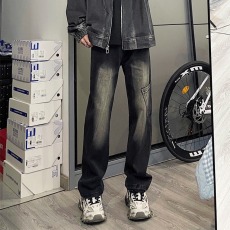 批发美式街头渐变侧口袋牛仔裤男女秋冬新款不规则设计感小众直筒裤子