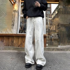批发潮牌美式做脏cleanfit牛仔裤男复古宽松潮流百搭阔腿长裤