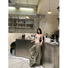 批发外穿收腹<b class='q'>塑</b><b class='q'>身</b>衣辣妹鱼骨<b class='q'>背心</b>两件套低腰复古宽松阔腿裤