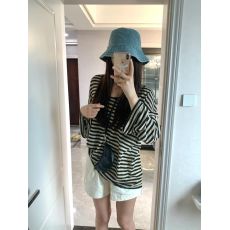 批发<b class='q'>夏季</b>穿搭防晒罩衫条纹上衣女新款慵懒风松弛感长袖喇叭袖t恤