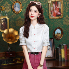 批发实拍新中式真丝刺绣上衣女装夏季2026新款国风<b class='q'>衬衫</b>立领<b class='q'>长袖</b><b class='q'>衬衣</b>