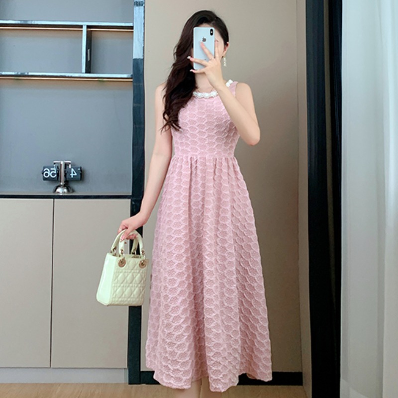 MY7072# 粉色礼服新款连衣裙高端轻奢小众高级感无袖公主裙女裝貨源服裝批發