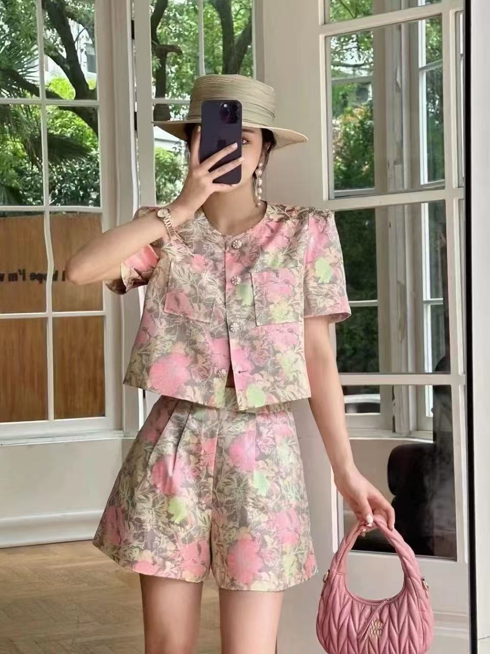 MY6089# 欧货时尚套装爆款潮女夏a字显瘦高腰短裤子洋气时髦高档套装女裝貨源服裝批發