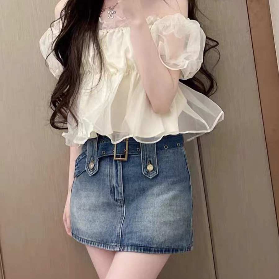 FA14602# 纯欲辣妹小个子牛仔半身裙女夏季新款高腰宽松收腰显瘦包臀短裙子 服装批发女装服饰货源