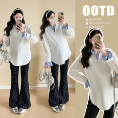 批发实拍现 孕妇装秋装上衣2026新款韩版<b class='q'>宽松</b>翻领中长款长袖T恤<b class='q'>卫衣</b>