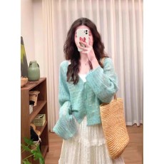 批发现货 慵懒风高级感马海毛<b class='q'>针织</b><b class='q'>开衫</b>女春秋外搭镂空罩衫披肩外套