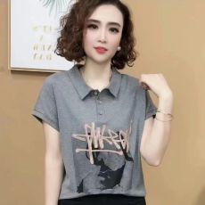 批发今年新款夏季休闲短袖夏装洋气<b class='q'>时尚</b>宽松POLO百搭T恤妈妈上衣女装