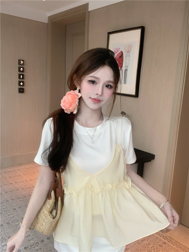 MY3416# 新款温柔风韩系穿搭吊带背心女内搭洋气甜美两件套女裝貨源服裝批發