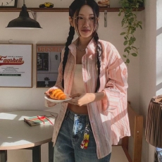 批发春秋格子衬衫女时尚百搭外套原宿风上衣外搭宽松开衫宽松衬衣韩系