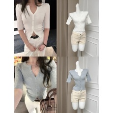 批发蝶宝嘻 fit check 显身型春夏<b class='q'>打底衫</b>针织衫中袖tee显瘦T恤女上衣
