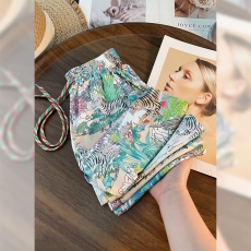 批发有口袋 老虎印花阔腿裤女夏季新款设计感直筒垂感休闲裤