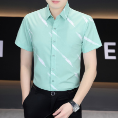 批发弹力<b class='q'>商务</b>英伦<b class='q'>绅士</b>衬衫男士短袖韩版修身潮流<b class='q'>商务</b>休闲衬衣帅气百搭