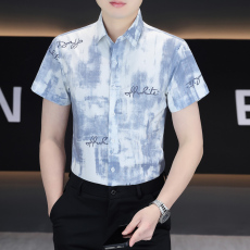 批发弹力<b class='q'>商务</b>英伦<b class='q'>绅士</b>衬衫男士短袖韩版修身潮流<b class='q'>商务</b>休闲衬衣帅气百搭